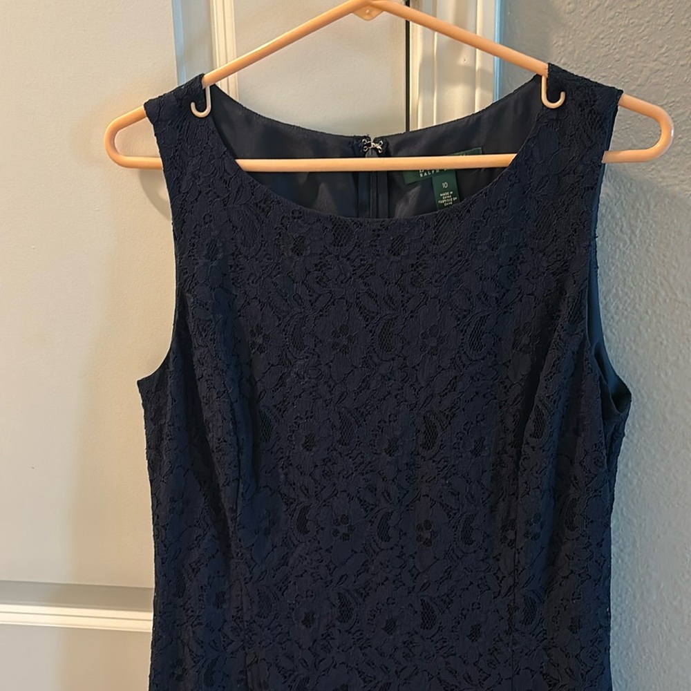 Like new Navy blue lacy sleeveless Ralph Lauren size 10 dress floral